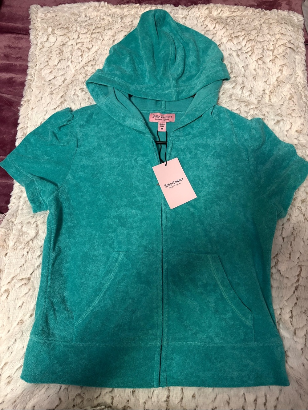 Juicy Couture Turquoise Terry Zip Hoodie